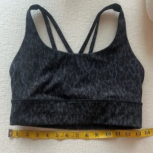 Black Lulumenon Patterned Sports Bra Criss Cross Back Women’s Size 6